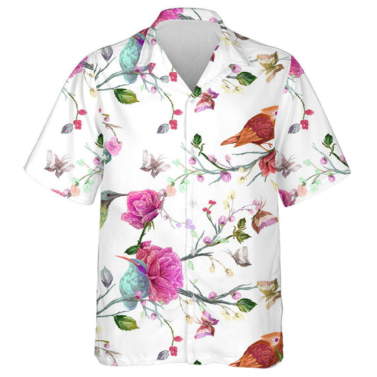 Vintage Floral With Beautiful Bird And Butterfly Hawaiian Shirt, Hawaiian Shirt Gift, Christmas Gift