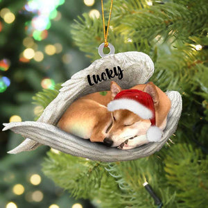 Personalized Shiba Inu Sleeping Angel Christmas Flat Acrylic Dog Ornament Memorial Dog Gift, Christmas Ornament, Christmas Gift