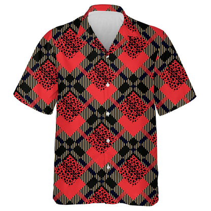 Scottish Red Tartan Grunge With Leopard Spots Hawaiian Shirt, Hawaiian Shirt Gift, Christmas Gift