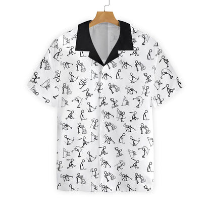 Black Stickfigures Playing Golf Background Hawaiian Shirt, Hawaiian For Gift