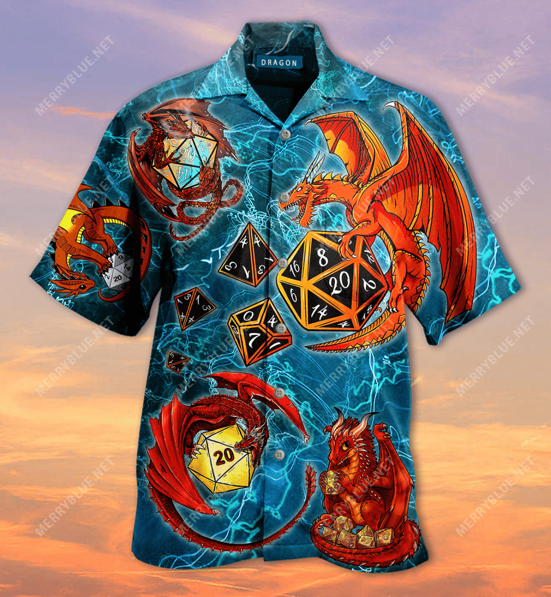 Dragon Playing Dice Hawaiian Shirt_Hawaiian Shirt Gift, Christmas Gift