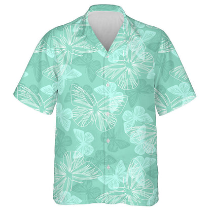Beautiful White And Green Butterflies On Green Hawaiian Shirt, Hawaiian Shirt Gift, Christmas Gift