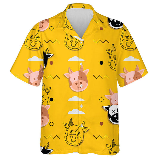 Cartoon Art Cow Dot And Zigzag Line Hawaiian Shirt, Hawaiian Shirt Gift, Christmas Gift