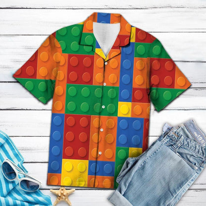 Colorful Block Lego Background Hawaiian Shirt, Hawaiian For Gift