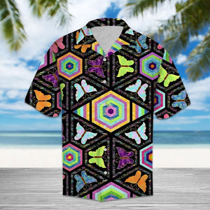 Appealing Colorful Butterfly Geometry Pattern Hawaiian Shirt, Hawaiian For Gift