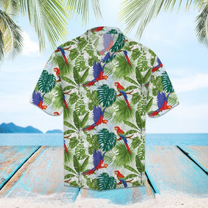 Parrot Perched On Tropical Branches Hawaiian Shirt,Hawaiian Shirt Gift, Christmas Gift