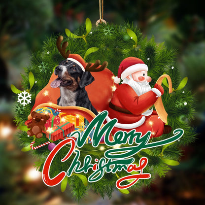 Teorann Collie-Santa &amp; madra Ornáid Crochta Plaisteach Nollag Crochta, Bronntanas Ornáide Nollag, Bronntanas Nollag, Maisiú Nollag