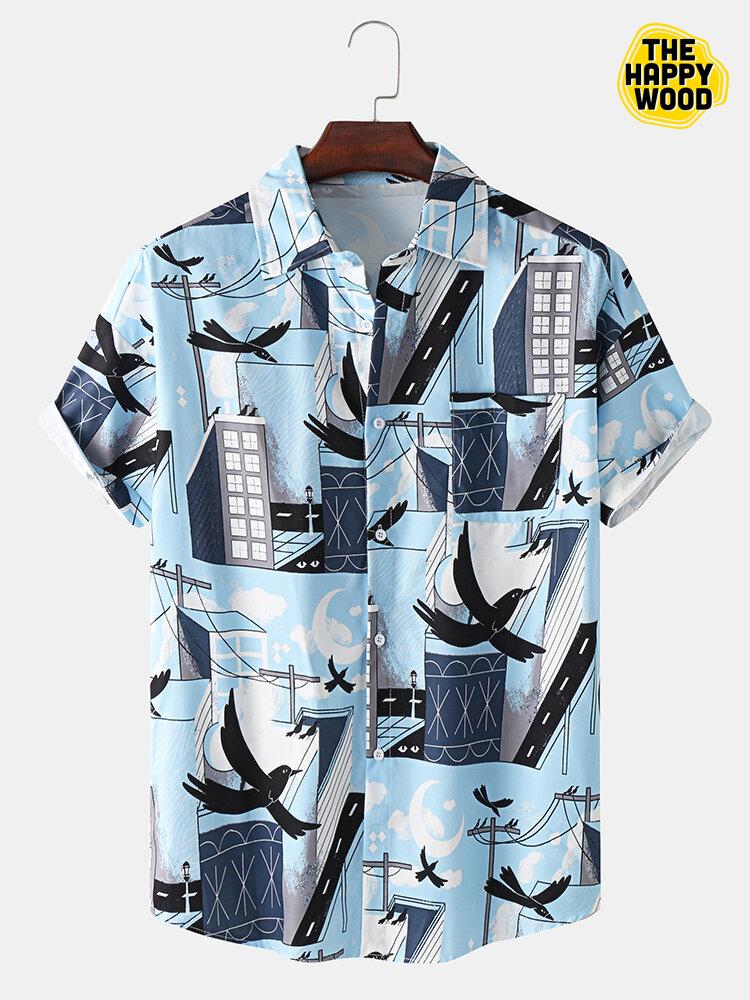 Building Print Hawaiian Hawaii Shirt,Hawaiian Shirt Gift, Christmas Gift