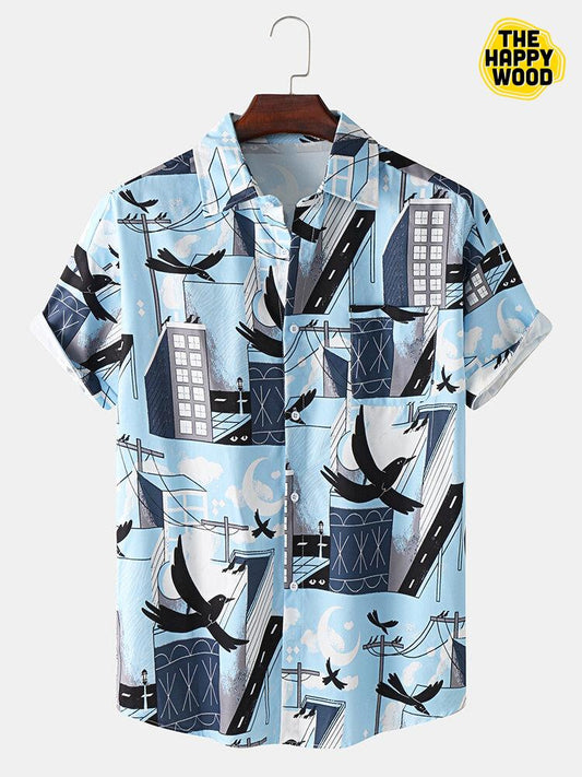 Building Print Hawaiian Hawaii Shirt,Hawaiian Shirt Gift, Christmas Gift