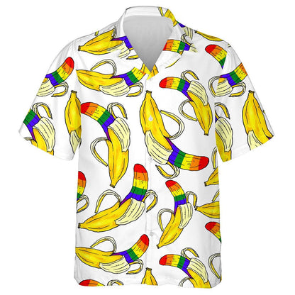 Hand Drawn Peeled Rainbow Banana LGBT Pattern Hawaiian Shirt, Hawaiian Shirt Gift, Christmas Gift