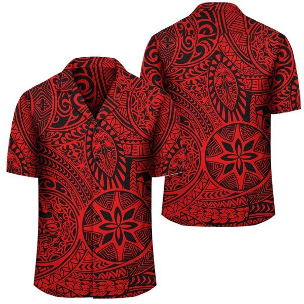Hawaii Shirt Polynesian Hawaiian Style Tribal Tattoo Red Hawaiian Shirt, Hawaiian Shirt Gift, Christmas Gift