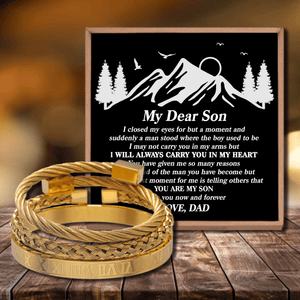 Dad To Son - I Will Always Carry You Roman Numeral Bracelet Set