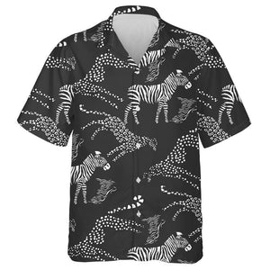 Wild African Leopard And Zebra In Safari Park Hawaiian Shirt, Hawaiian Shirt Gift, Christmas Gift