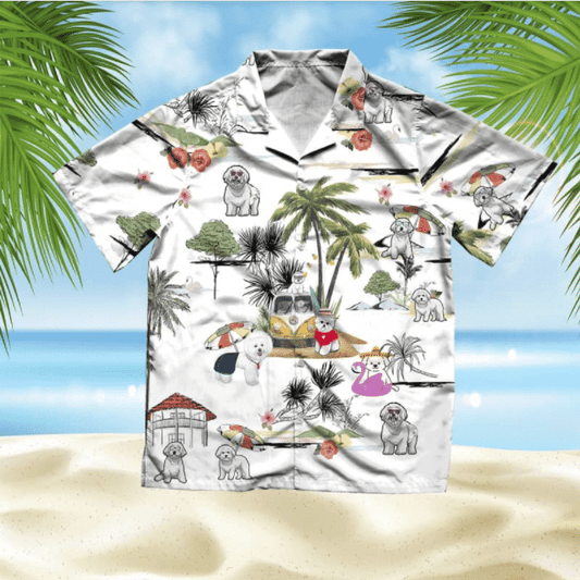 Bichon Frise Beach Style Pretty Ornamental Hawaiian Shirt,Hawaiian Shirt Gift, Christmas Gift