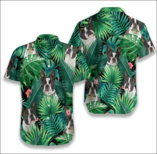 Boston Terrier Tropical Hawaiian Shirt â€“ Dnstyles,Hawaiian Shirt Gift, Christmas Gift