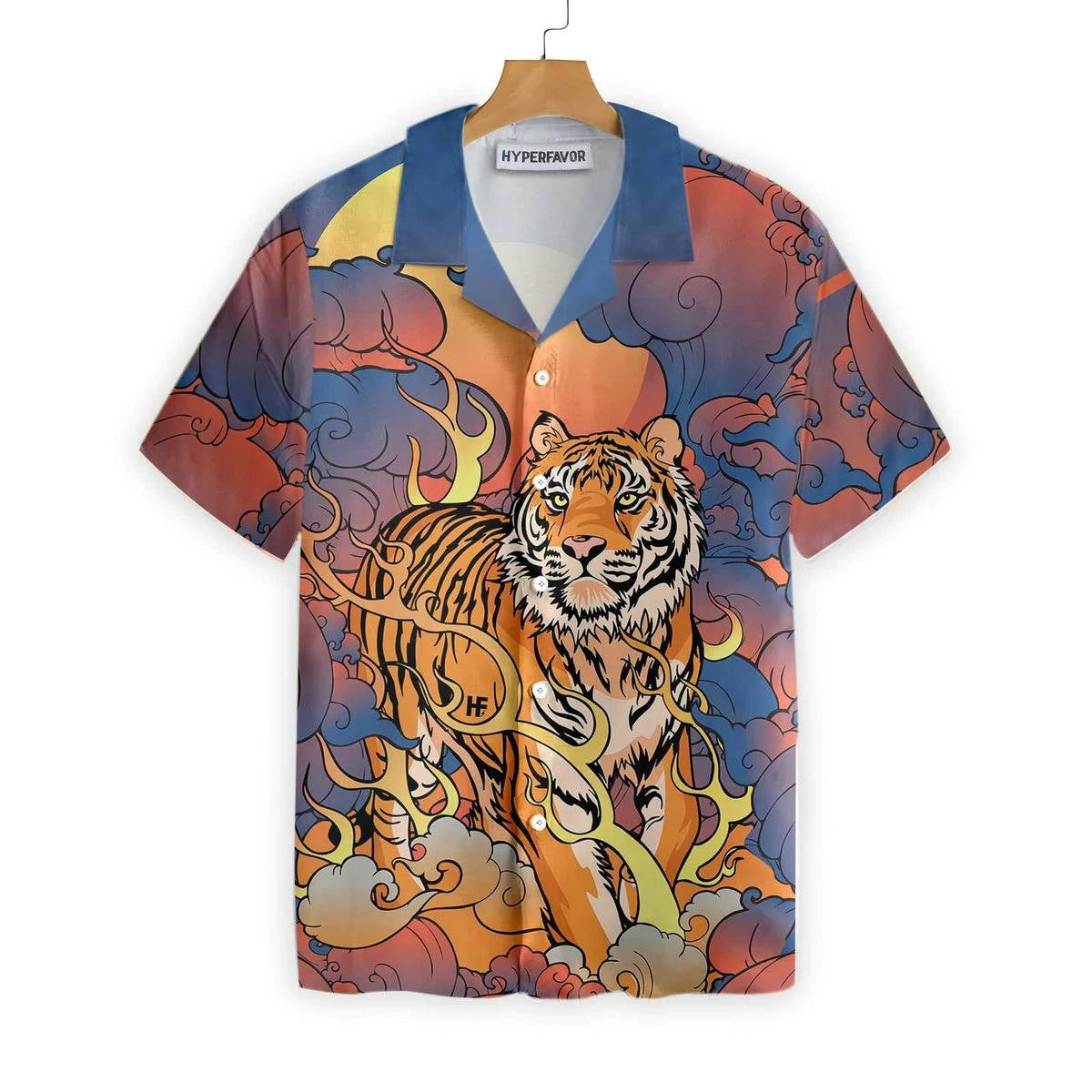 Traditional Art Oriental Powerful Tiger Hawaiian Shirt,Hawaiian Shirt Gift, Christmas Gift
