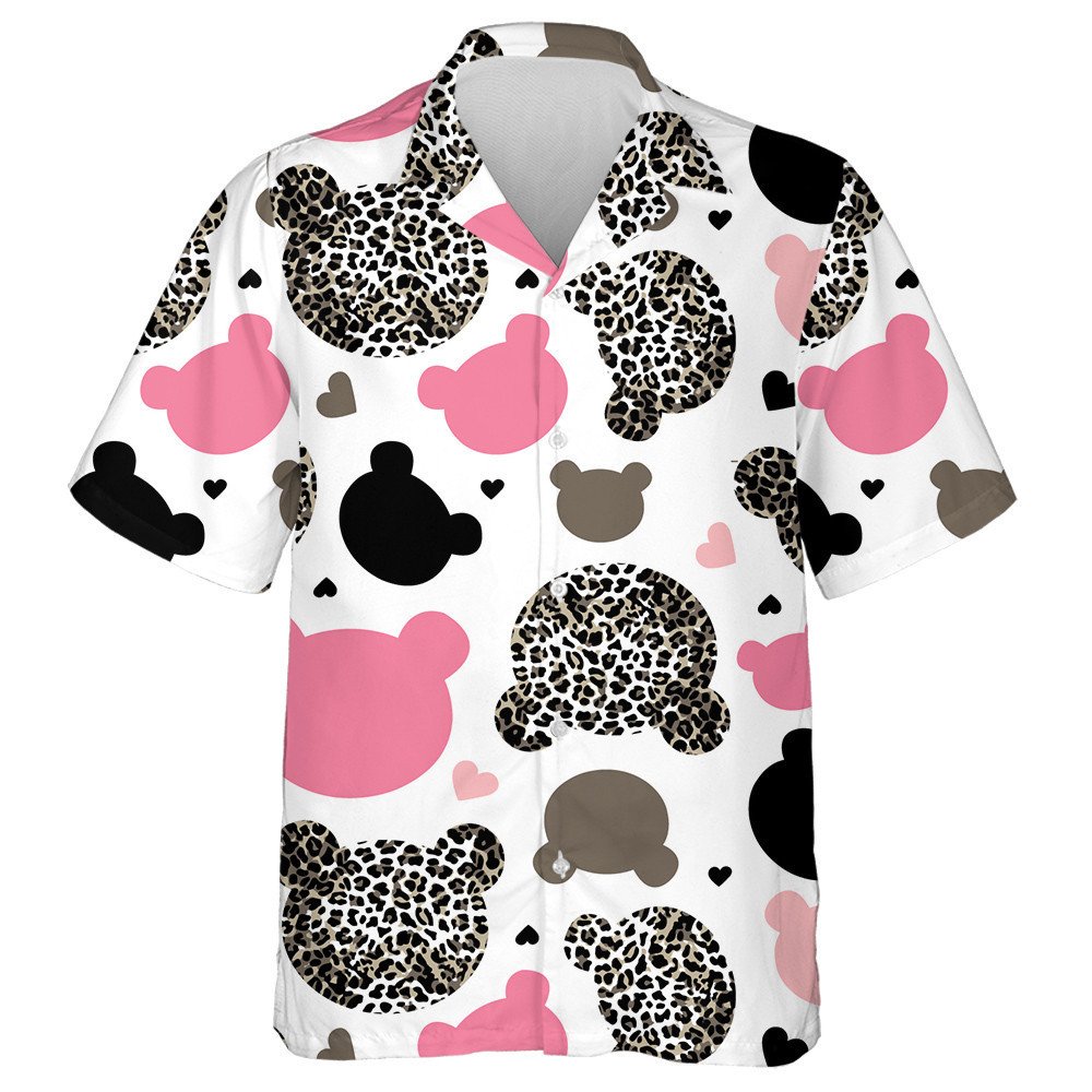 Teddy Bear With Leopard Skin Background Hawaiian Shirt,Hawaiian Shirt Gift, Christmas Gift