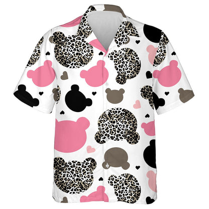 Teddy Bear With Leopard Skin Background Hawaiian Shirt,Hawaiian Shirt Gift, Christmas Gift