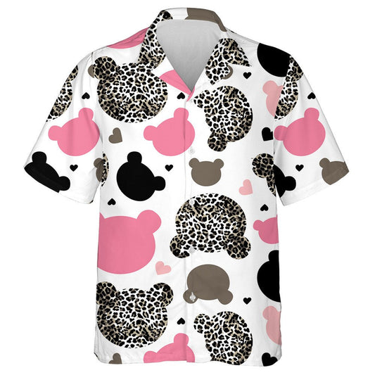 Teddy Bear With Leopard Skin Background Hawaiian Shirt,Hawaiian Shirt Gift, Christmas Gift