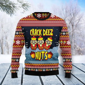 Nutcracker Crack Deez Nuts unisex womens & mens, couples matching, friends, funny family ugly christmas holiday sweater gifts,Christmas Ugly Sweater