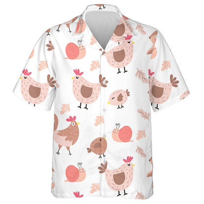 Cearc greannmhar agus sicín gleoite le duilleoga seilide Léine haváí, bronntanas Léine haváí, bronntanas Nollag