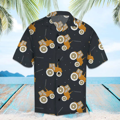 Brown Tractor On Black Background Hawaiian Shirt, Hawaiian For Gift