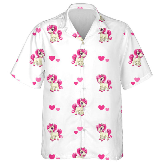 Capaill Chapaillíní Beag Cartúin Agus Croí Ar Léine Bán Haváís, Bronntanas Léine Haváíais, Bronntanas Nollag