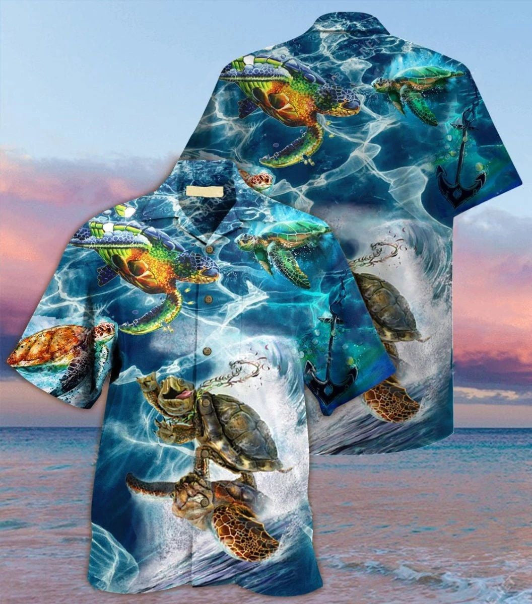 Ocean Turtle Watercolor Design Hawaiian ShirtHawaiian Shirt Gift, Christmas Gift