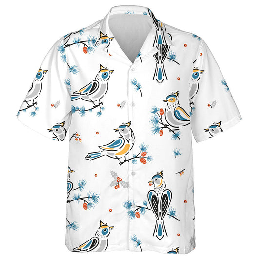Birds Pine Branches Leaves And Holly Berries Hawaiian Shirt, Hawaiian Shirt Gift, Christmas Gift