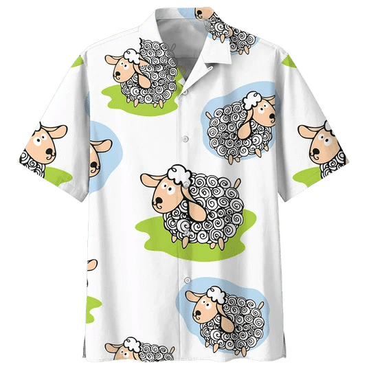 Cartoon Sheep Illustration Design Hawaiian Shirt, Hawaiian For Gift