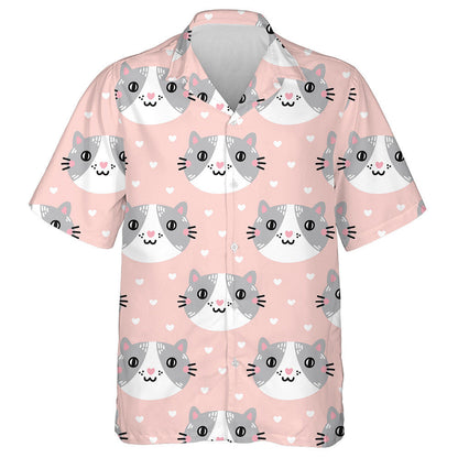 Gleoite Cat Muzzle Ar Chúlra Bándearg Le Hearts Léine Haváís, Bronntanas Léine Haváís, Bronntanas Nollag