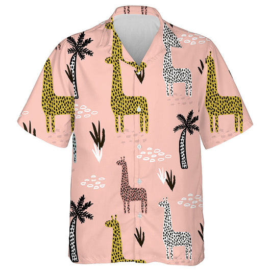 Péinteáil Láimhe Dath Ponc Sioráf Ar Chúlra Bándearg Léine Haváís, Bronntanas Léine Haváíais, Bronntanas Nollag