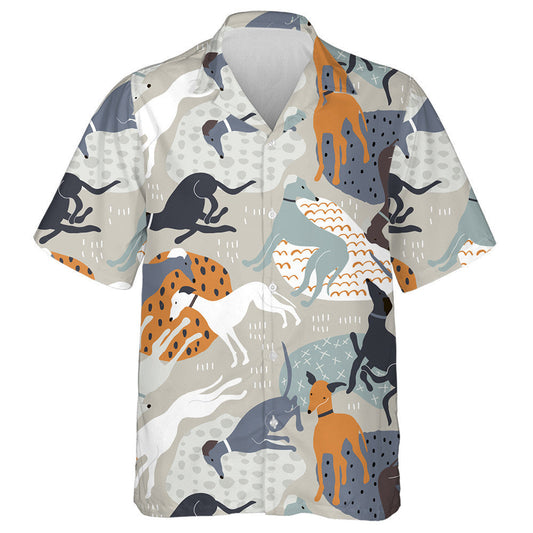 Funny Cartoon Dog Texture In Scandinavian Style Hawaiian Shirt, Hawaiian Shirt Gift, Christmas Gift