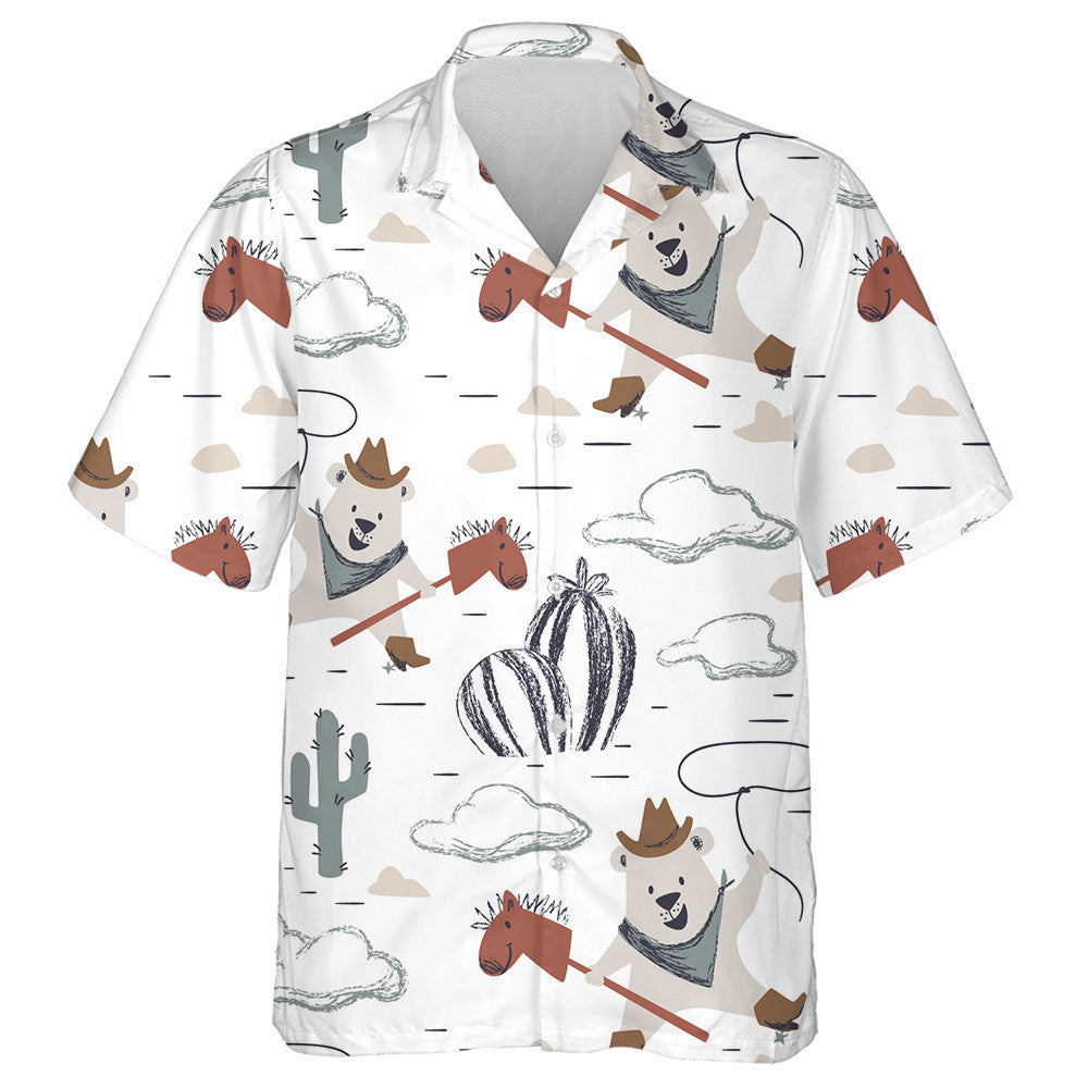 Cartoon Western Bear Baby Ride Horse Hawaiian Shirt, Hawaiian Shirt Gift, Christmas Gift