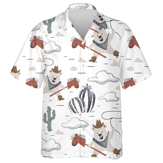 Cartoon Western Bear Baby Ride Horse Hawaiian Shirt, Hawaiian Shirt Gift, Christmas Gift