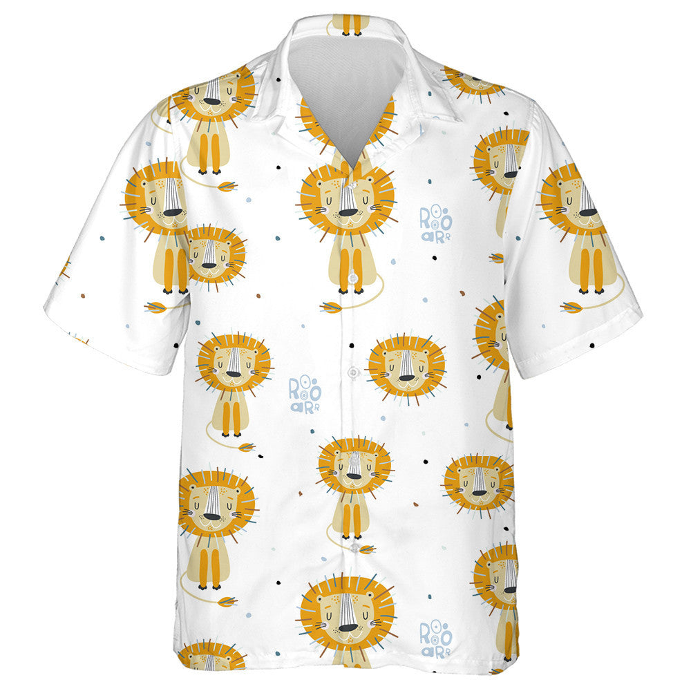 Sleeping Lion And Text On White Background Hawaiian Shirt, Hawaiian Shirt Gift, Christmas Gift