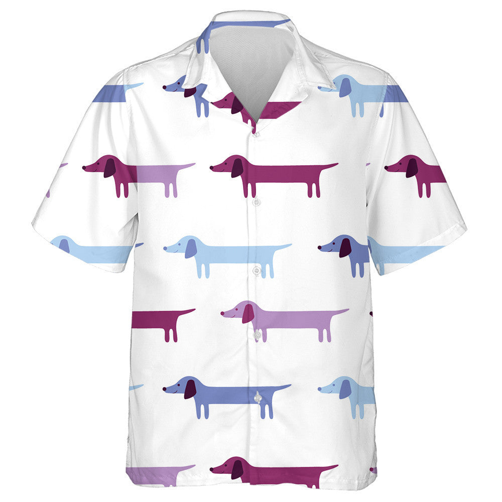 Cute Dachshund Dogs In Blue Colors Hawaiian Shirt,Hawaiian Shirt Gift, Christmas Gift