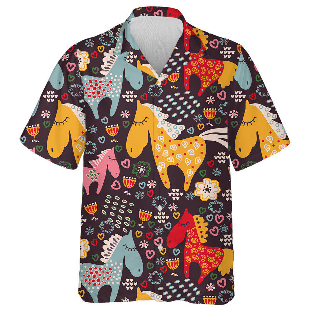 Cool Horse In The Cartoon Field Hawaiian Shirt,Hawaiian Shirt Gift, Christmas Gift