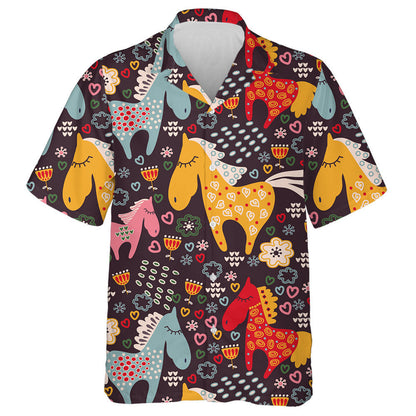 Cool Horse In The Cartoon Field Hawaiian Shirt,Hawaiian Shirt Gift, Christmas Gift