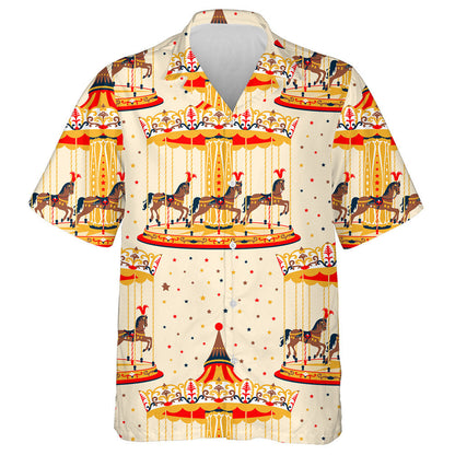 Carousel And Horse On Star Background Hawaiian Shirt, Hawaiian For Gift