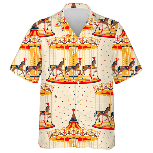 Carousel And Horse On Star Background Hawaiian Shirt, Hawaiian For Gift