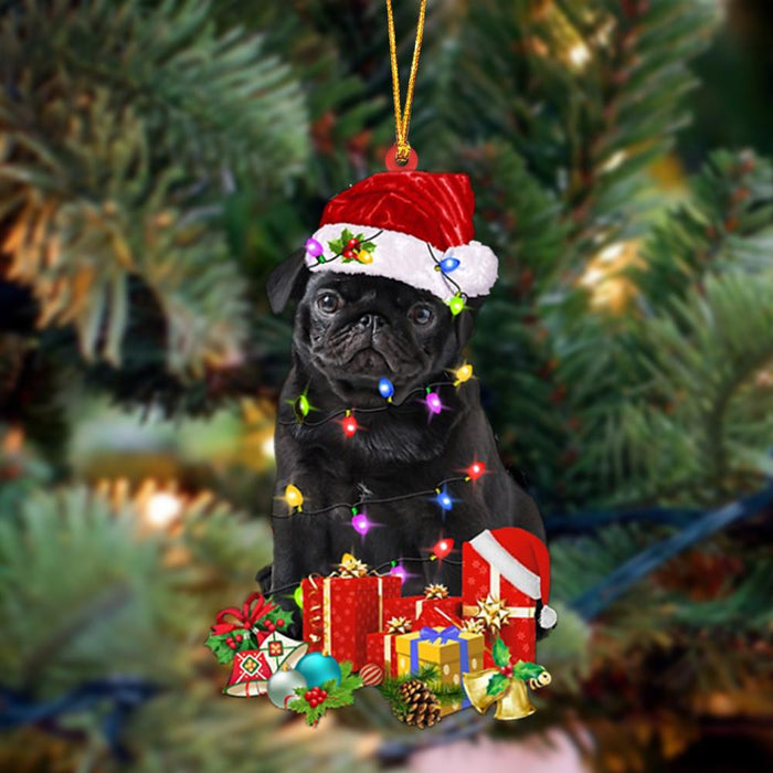 BLACK Pug-Dog Be Christmas Tree Hanging Christmas Plastic Hanging Ornament, Christmas Ornament Gift, Christmas Gift, Christmas Decoration