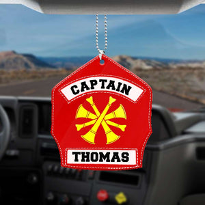 Personalized Firefighter Captain Flat Acrylic Car Ornament, Firefighter Car Hanging Ornaments, Christmas Decoration