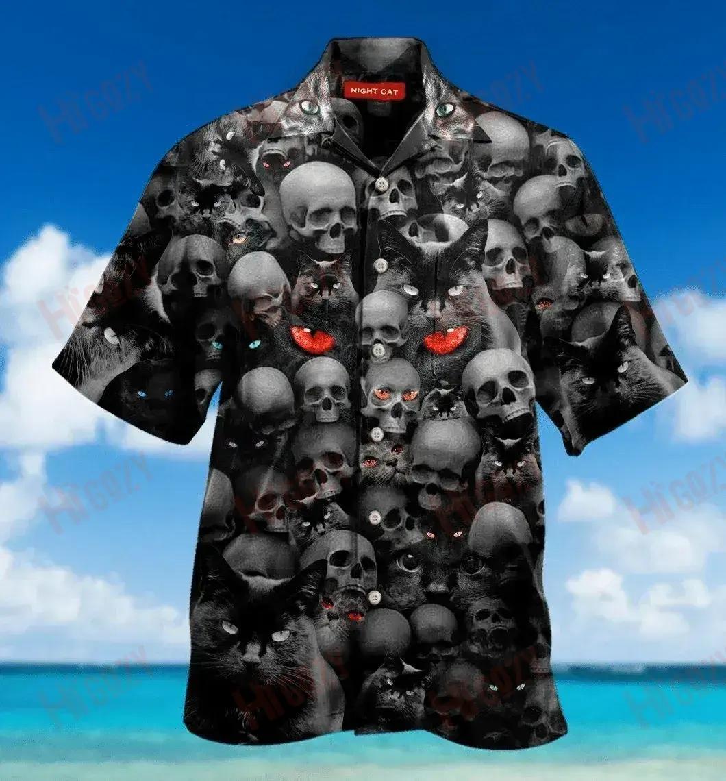 Is breá le Cait Cloigeann Léine Muinchille Gearr Unisex Caitheamh aimsire Léinte Haváíais Oirbheartaíochta Léine Haváís Patrún Léine Haváíais, Bronntanas Léine Haváís, Bronntanas Nollag