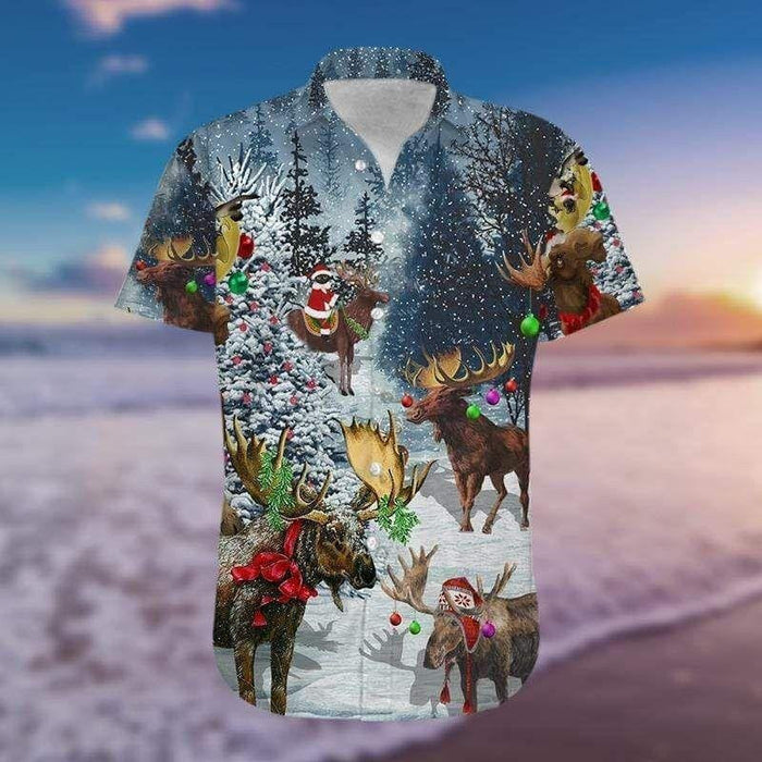 Nice Moose Merry Christmas Design Hawaiian Shirt, Hawaiian Shirt Gift, Christmas Gift