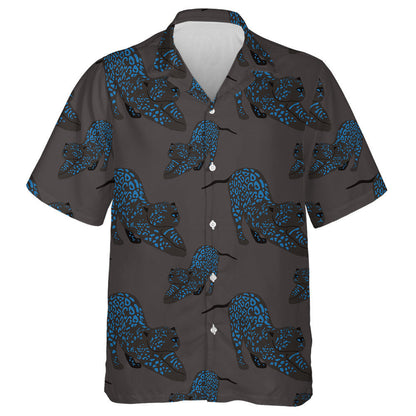 Modern Abstract Leopard Blue And Dark Hawaiian Shirt,Hawaiian Shirt Gift, Christmas Gift