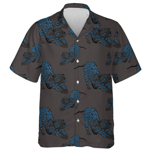 Modern Abstract Leopard Blue And Dark Hawaiian Shirt,Hawaiian Shirt Gift, Christmas Gift