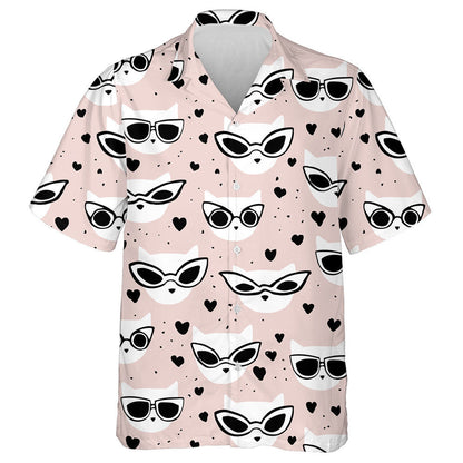 Hand Drawn Doodle Fashion Cats In Glasses Hawaiian Shirt, Hawaiian Shirt Gift, Christmas Gift