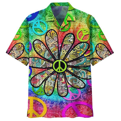 Neon Hippie Daisy Pattern Design Hawaiian Shirt, Hawaiian Shirt Gift, Christmas Gift