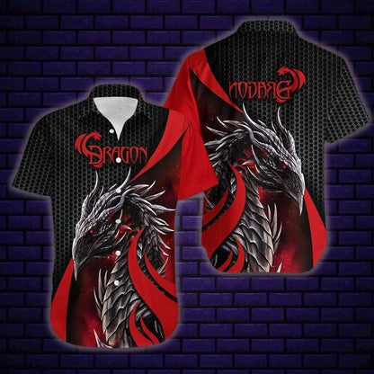 Dramatic Red Dragon On Dark Background Hawaiian Shirt,Hawaiian Shirt Gift, Christmas Gift